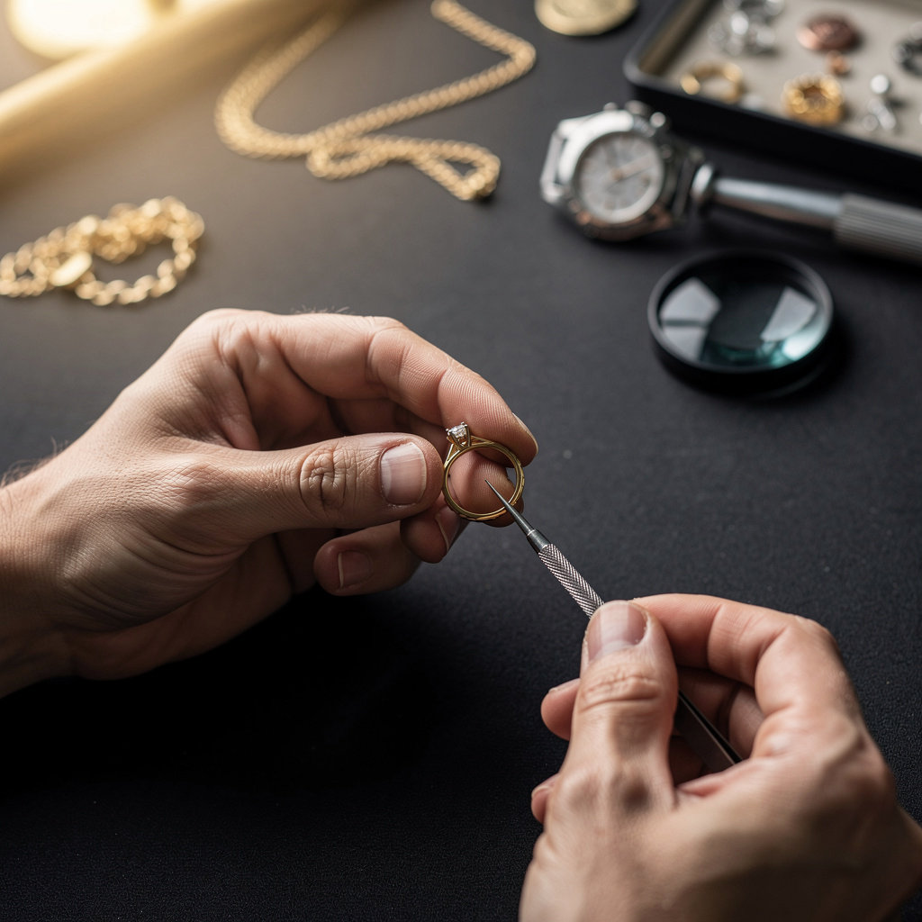 DYNAMIC COIN & JEWELRY expert craftsman performing a delicate jewelry repair in Wethersfield, CT