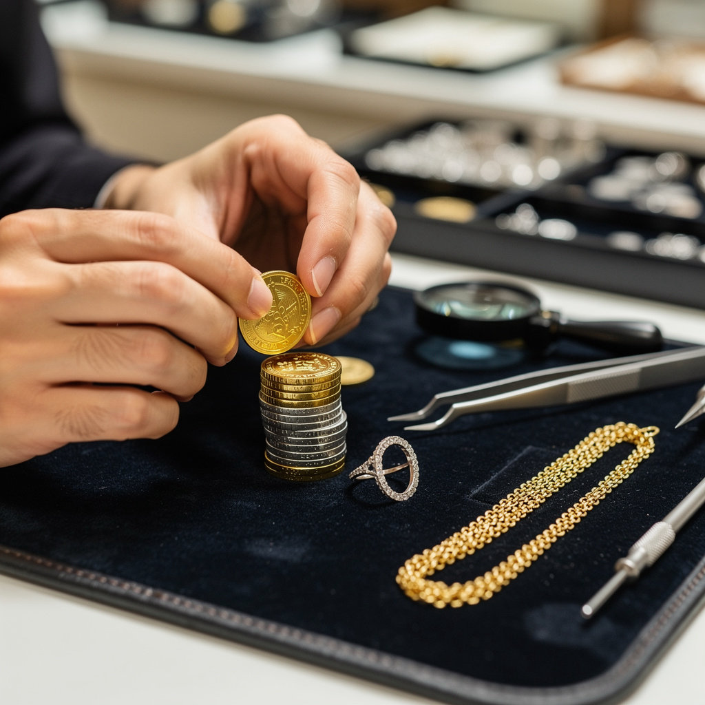 DYNAMIC COIN & JEWELRY expert examining a coin and jewelry piece in Wethersfield, CT